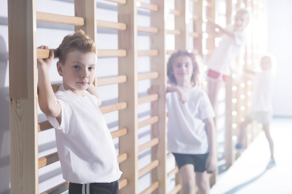 Kids working out at gym